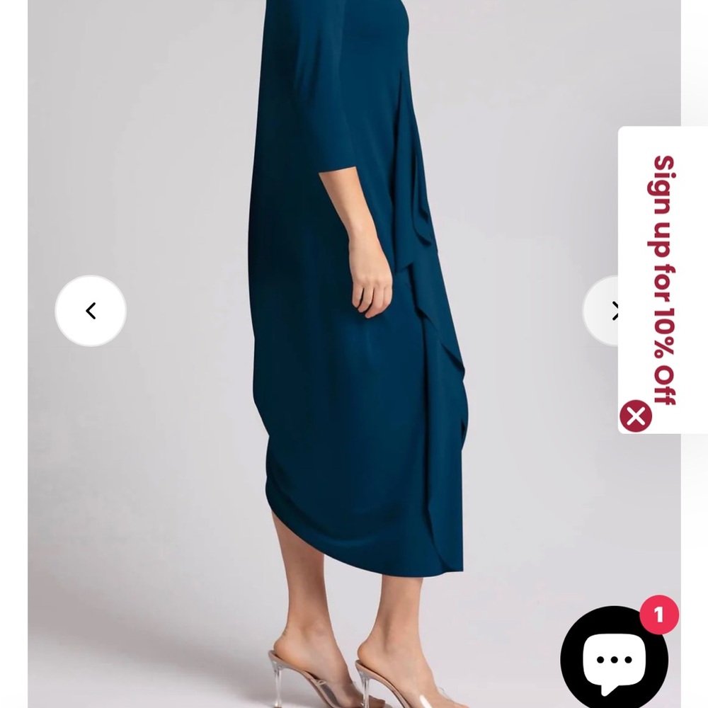 Sympli (Red) Asymmetrical 3/4 Sleeve Dress - Picture 2 of 14